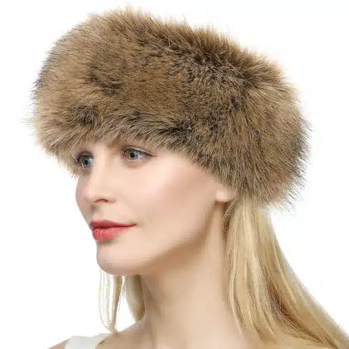 Dikoaina Womens Faux Fur Headband Winter Earwarmer Earmuff Hat Ski