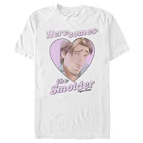 Men's Tangled Flynn Rider Here Comes The Smolder T Shirt   White   Medium