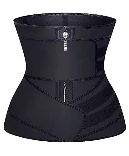 YIANNA Latex Waist Trainer for Women Tummy Control Jsculpt Double Sweat Trimmer Belt Workout Training Sport Girdle, YABlack XL