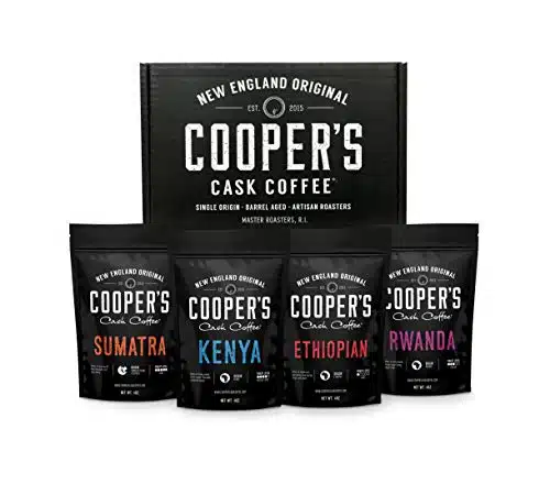 Gourmet Coffee Sampler Gift Box Set  Coffee bags  lb Total  Sumatra Dark, Kenya AA Medium Dark, Rwanda Medium, Natural Ethiopian Medium Light, lb Total (Ground)