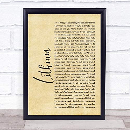 Lithium Rustic Script Song Lyric Quote Music Poster Gift Present Art Print