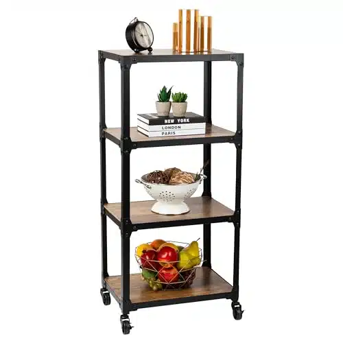 Mind Reader Bar Cart, Rolling Cart, Microwave Stand, Utility Cart, Coffee Cart, Wood,Metal, L x  x H, Brown