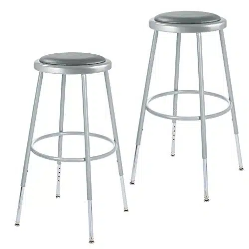 OEF Furnishings (Pack) Height Adjustable Grey Vinyl Padded Stool, High OEFH