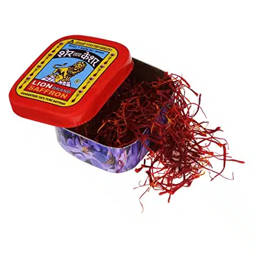 LION BRAND SAFFRON, Original Kashmir SaffronKesarAzafran (Certified Grade A+) for Biryani, Rice, Tea, Cooking, Kesar Tilak, Beauty and Improved Health  Kashmiri Kesar Saffron 