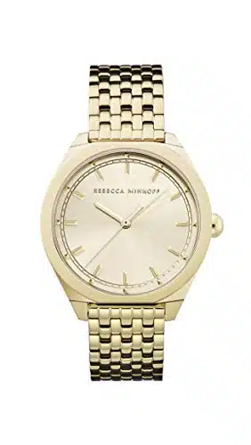 Rebecca Minkoff Women's Amari Quartz Yellow Gold IP and Bracelet Casual Watch, Color Yellow Gold (Model )