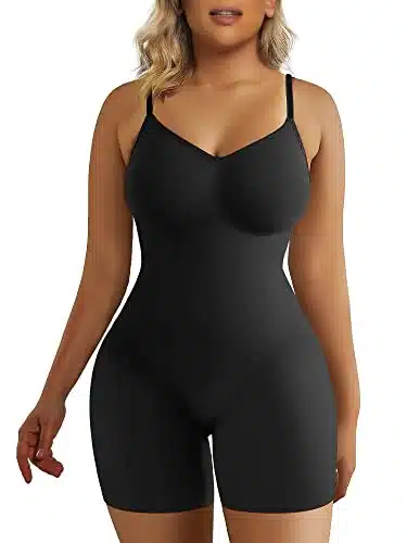 SHAPERX Shapewear for Women Tummy Control Bodysuit Mid Thigh Butt Lifter Body Shaper Shorts,SZBlack SM