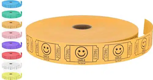 Tacticai Raffle Tickets, Smile, Orange (Color Selection), Single Roll, Ticket for Events, Entry, Class Reward, Fundraiser & Prizes