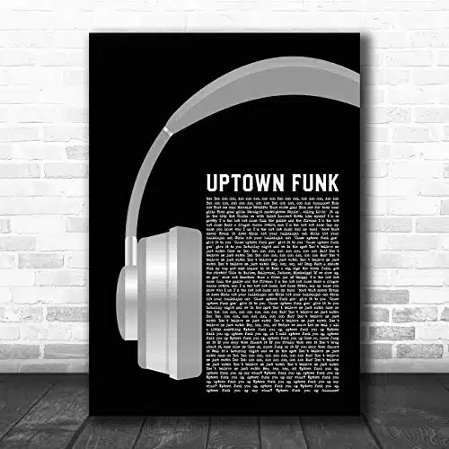 The Card Zoo Uptown Funk Grey Headphones Song Lyric Print