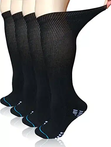 COIYUFUX Extra Wide Socks For Bariatric Feet  Knee High Diabetic Socks For Men Women, Cast Socks Lymphedema Socks for Swollen Foot Ankle Leg (Black)