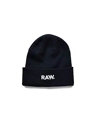 G Star Raw Effo Long Beanie, Recycled Knit, Logo Patch, RAW Mazarine Blue, One Size