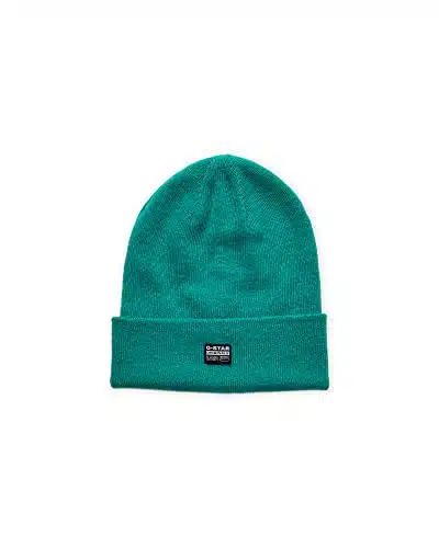 G Star Raw Men's Effo Long Beanie, Recycled Knit, Logo Patch, ORIGINALS Dynasty Green, One Size