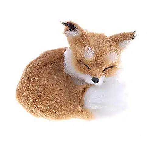 GUDVES Simulation Brown Fox Toy Furs Squatting Fox Model Home Decoration Animals World with Static Action Figures (Fox Toy)