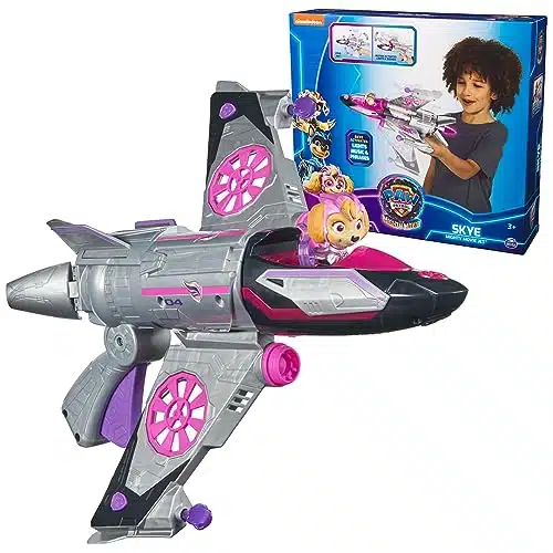 Paw Patrol The Mighty Movie, Transforming Rescue Jet with Skye Mighty Pups Action Figure, Lights and Sounds, Kids Toys for Boys & Girls +