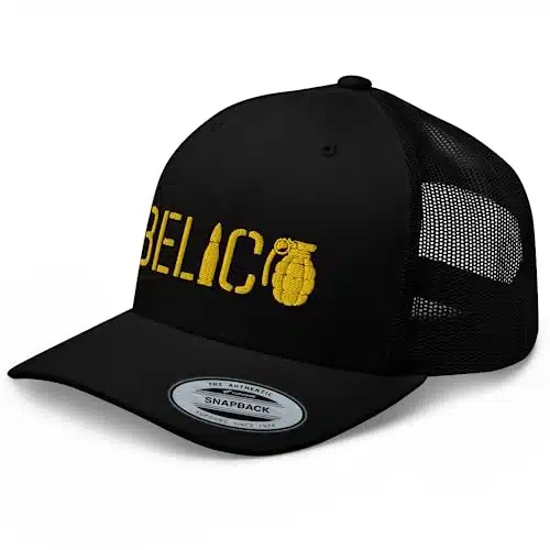 RIVEMUG Belico JGL Trucker Hat Mid Crown Curved Bill El Chapo Guzman Adjustable Cap Black