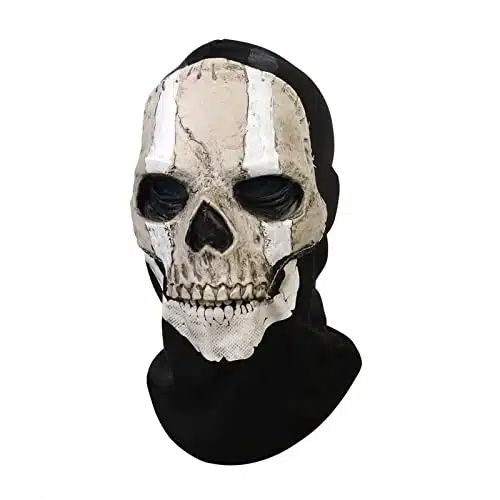 RRANYF Creepy Halloween Ghost Skull Mask for Men Adult Realistic Latex Helmet Scary Skeleton Game (C)