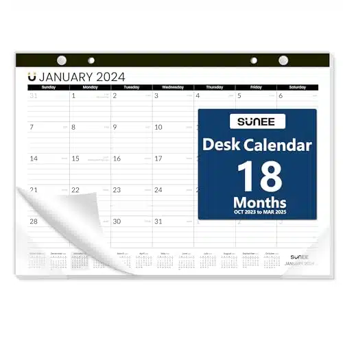 SUNEE Desk Pad Calendar x, onths, October   March , Academic Desk Blotter Calendar, School Year Large Calendar for Teacher