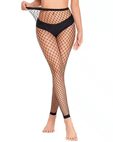 Avidlove Footless Fishnet Tight High Waisted Fishnet Stockings Fishnet Leggings Black